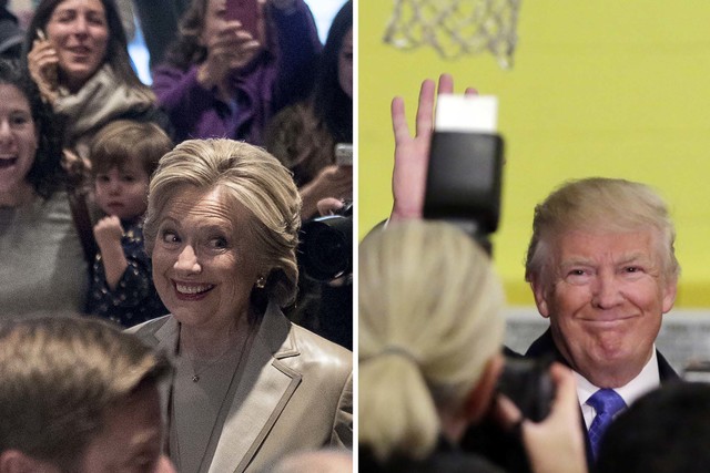 Fotografía combinada de los entonces candidatos a la presidencia Hillary Clinton y Donald Trump, del 8 de Noviembre del 2016. (Foto Archivo/AP/Andrew Harnik, Richard Drew).