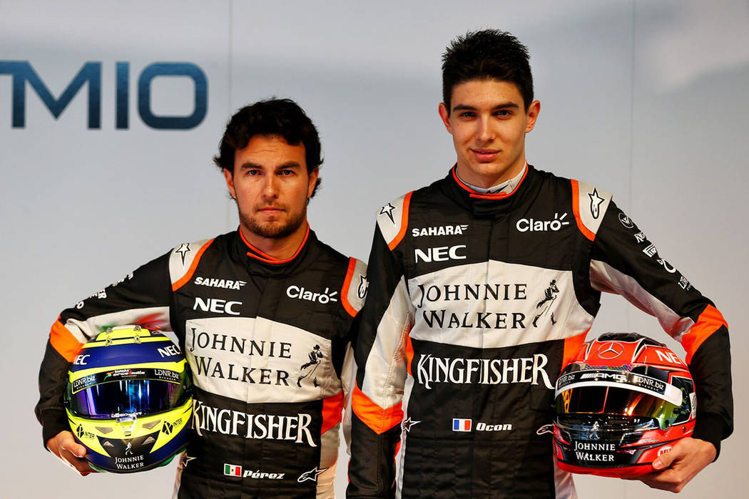 El mexicano Sergio Checo Pérez y su compañero galo en Force India Esteban Ocon. | Foto Cortesóa