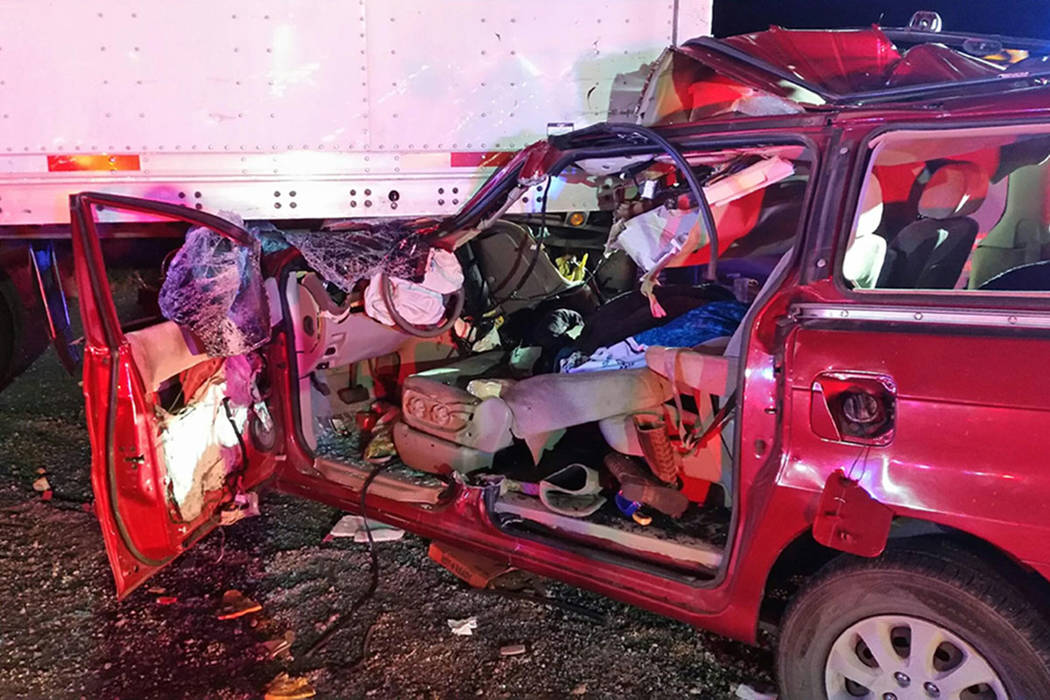 Escena del accidente en la carretera interestatal 15 (Nevada Highway Patrol)