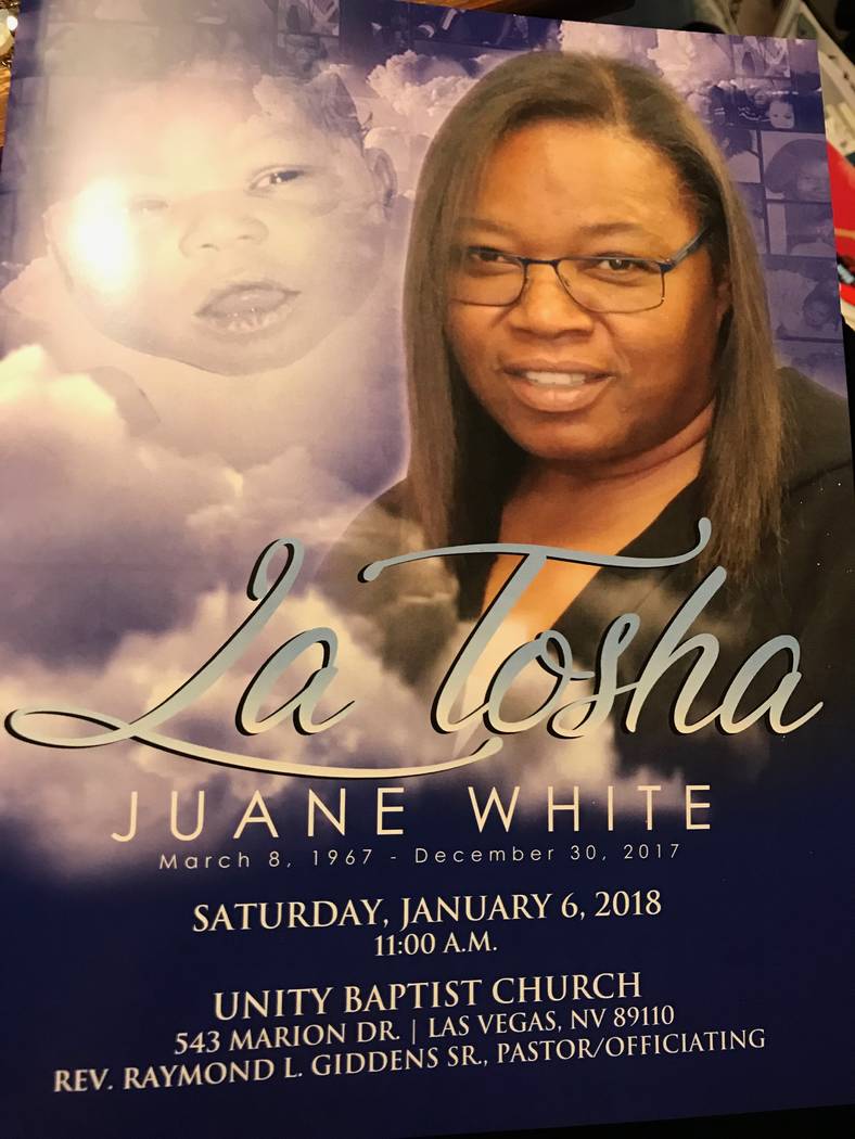 Una imagen del programa en el funeral de LaTosha White. Foto cortesía de Michelle Huskins.