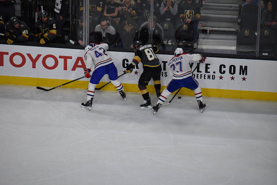 Vegas Golden Knights y Montreal Canadiens protagonizaron un juego ríspido. 17 de febrero de 2018 en T-Mobile Arena de Las Vegas. Foto Anthony Avellaneda / El Tiempo.