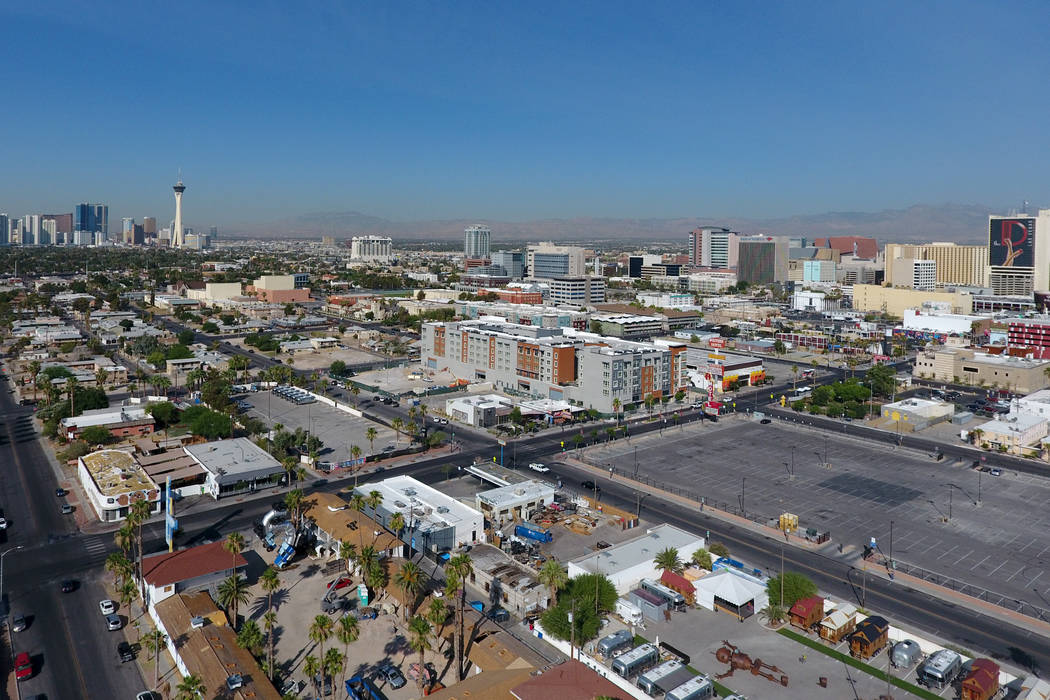Foto aérea de la vivienda del centro en East Fremont Street el lunes 25 de junio de 2018. Michael Quine Las Vegas Review-Journal @ Vegas88s