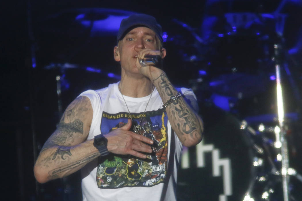 Eminem se presenta en el Austin City Limits Music Festival el sábado 4 de octubre de 2014 en Austin, Texas. (Foto por Jack Plunkett / Invision / AP)