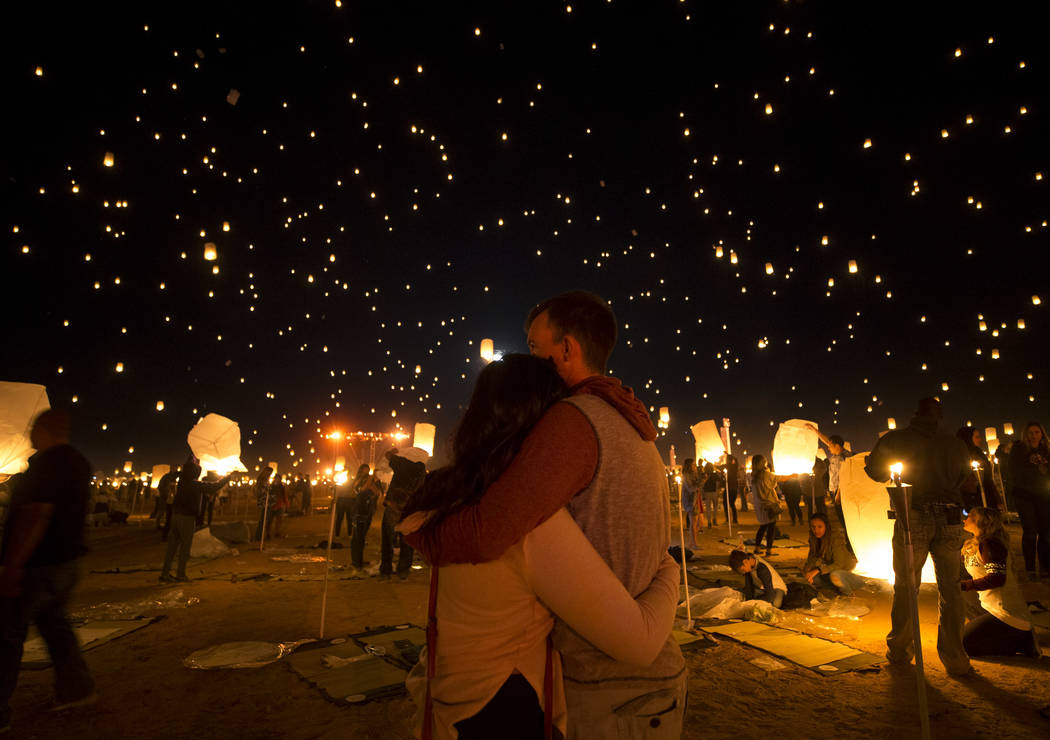 A couple takes in the view during the RiSE Lantern Festival l held at the Moapa River Indian Reservation on Friday, Oct. 6, 2017. Richard Brian Las Vegas Review-Journal @vegasphotograph