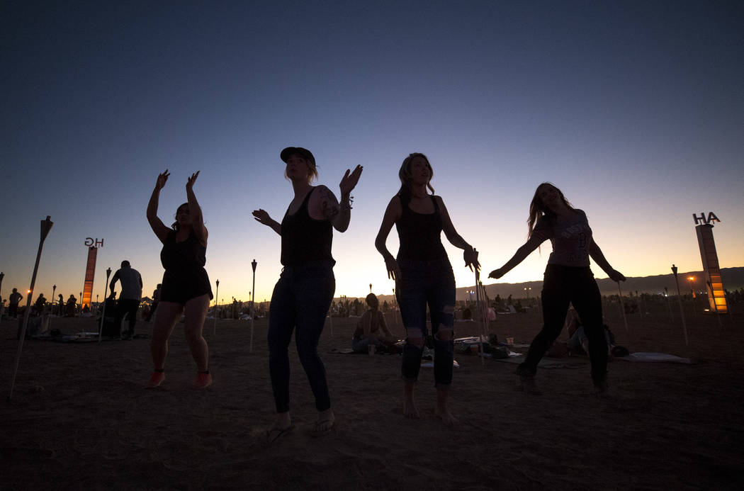 Participants dance during the RiSE Lantern Festival held at the Moapa River Indian Reservation on Friday, Oct. 6, 2017. Richard Brian Las Vegas Review-Journal @vegasphotograph