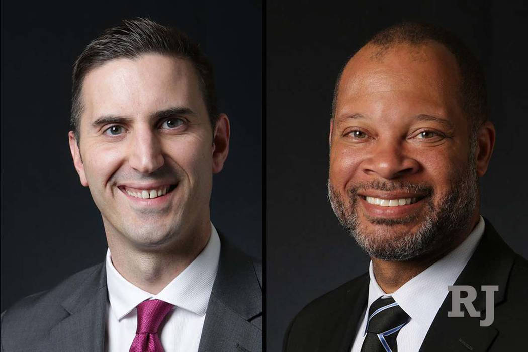 Los candidatos para Fiscal General de Nevada, el republicano Wes Duncan (a la izquierda) y el demócrata Aaron Ford (a la derecha). Fotos Las Vegas Review-Journal.
