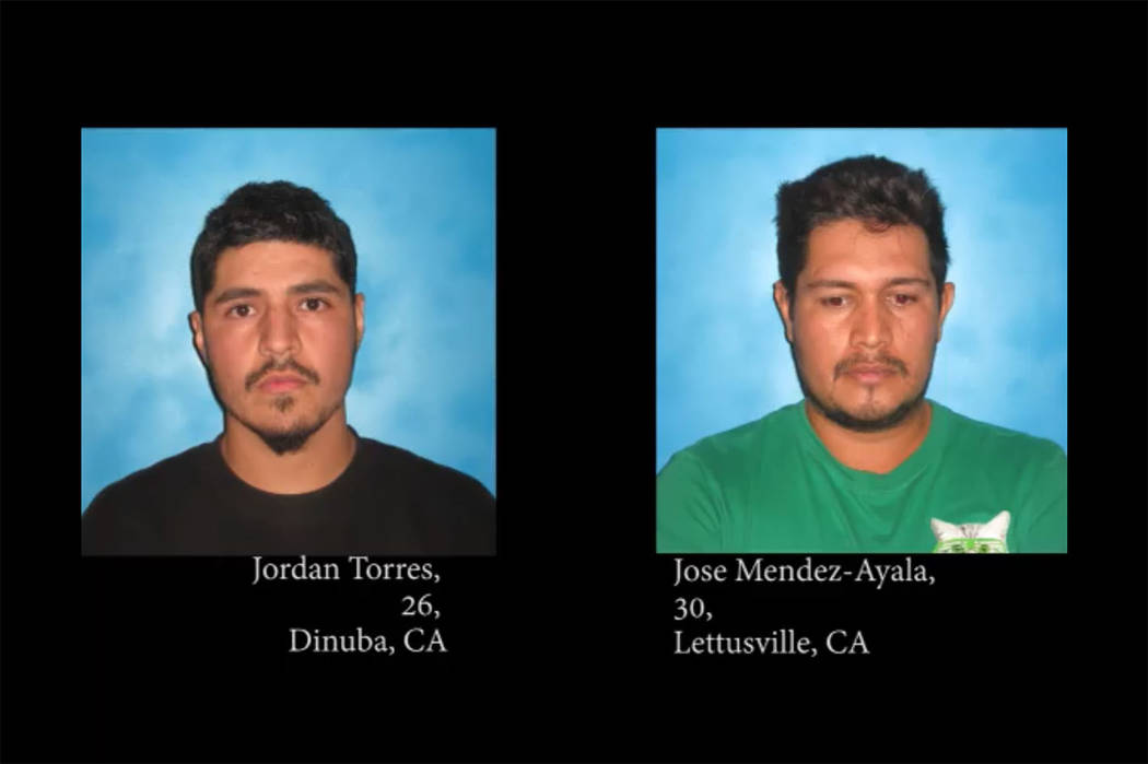 Jordan Torres, de 26 años, y José Mendez-Ayala de 30 años (Oficina del Sheriff del Condado de Nye / Facebook)