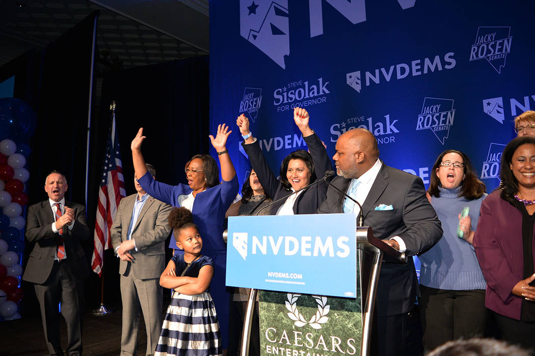 La mayoría de contiendas favorecieron al Partido Demócrata, lo que pinta de azul al estado de Nevada. Martes 6 de noviembre de 2018, en el Caesars Palace. Foto Frank Alejandre / El Tiempo.
