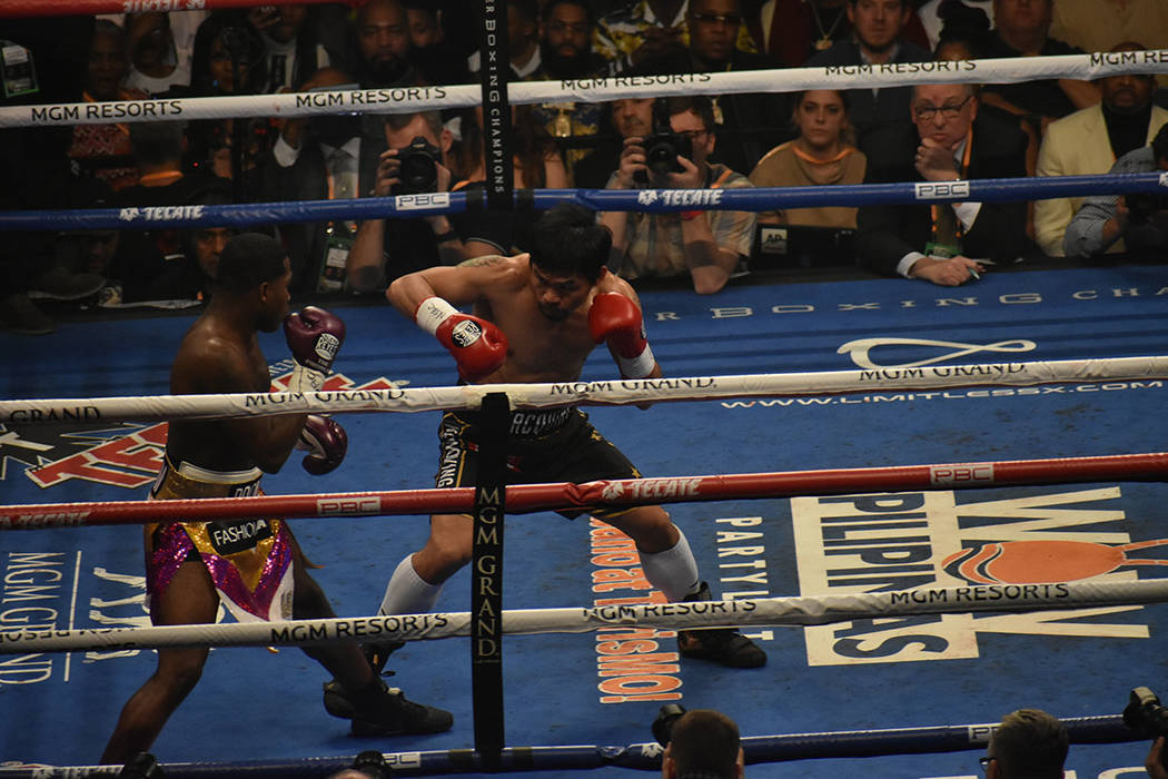 Manny Pacquiao derrotó por decisión unánime a Adrien Broner. Sábado 19 de enero de 2019, en Grand Garden Arena, dentro del MGM. Foto Anthony Avellaneda / El Tiempo.