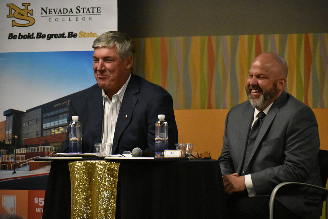 Representantes de los equipos deportivos profesionales de Las Vegas encabezaron un foro de diálogo sobre desarrollo económico. Viernes 15 de marzo de 2019 en Nevada State College. Foto Anthony A ...