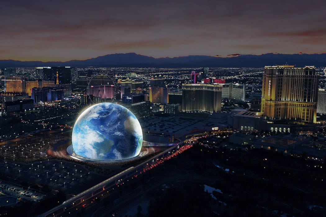 Una representación del artista de MSG Sphere Las Vegas, presentada el jueves 8 de febrero de 2 ...