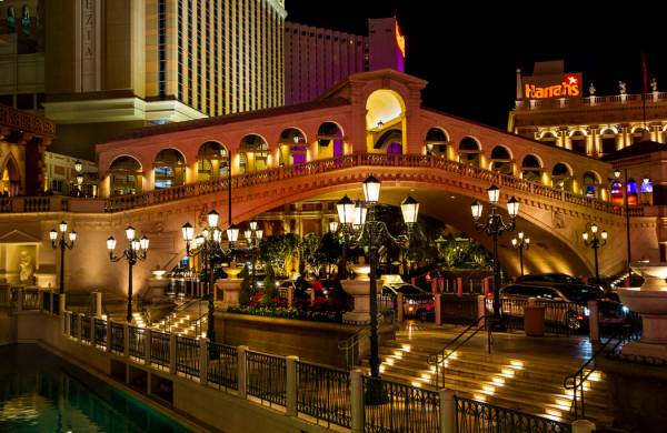 A replica of the Rialto Bridge is seen at The Venetian, Wednesday, April 24, 2019, in Las Vegas ...