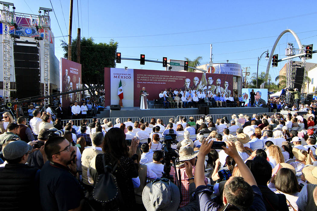 Tijuana, 8 Jun 2019 (Notimex-Javier Lira).- Ante cientos de personas que respondieron a su llam ...