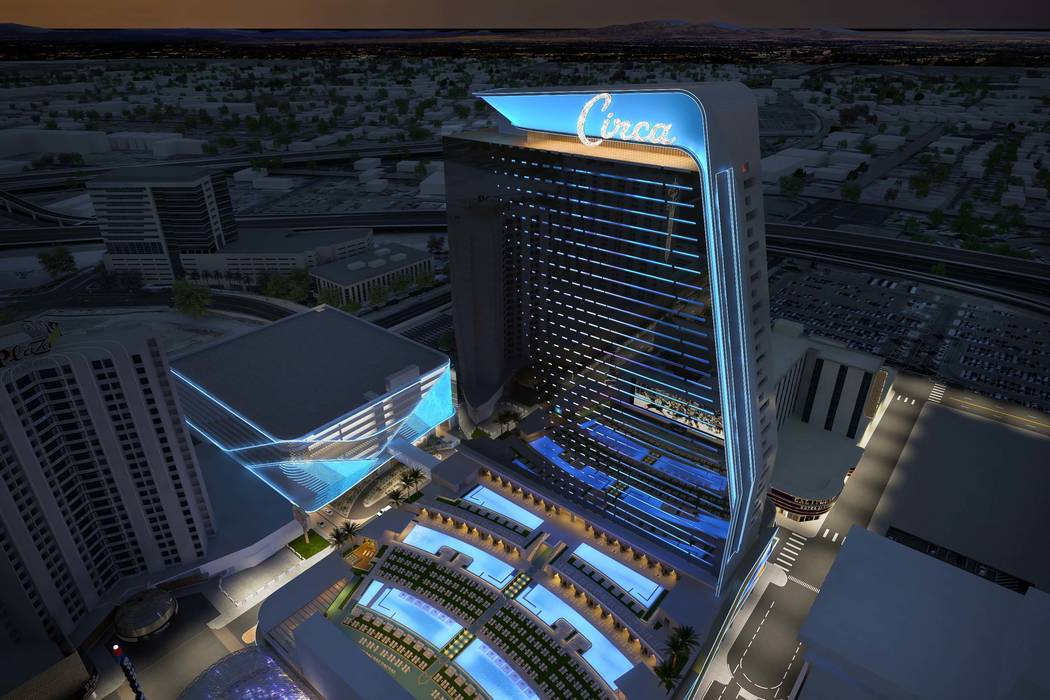 Representación de Circa, un resort casino-hotel que es construido en el centro de Las Vegas po ...