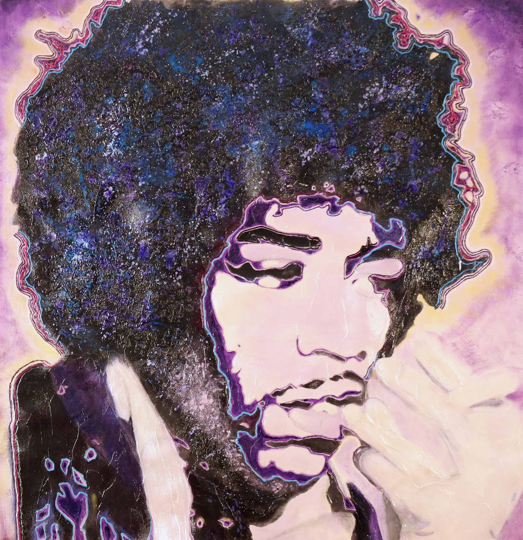 Un retrato de Jimi Hendrix pintado por el baterista de Def Leppard, Rick Allen, quien venderá ...