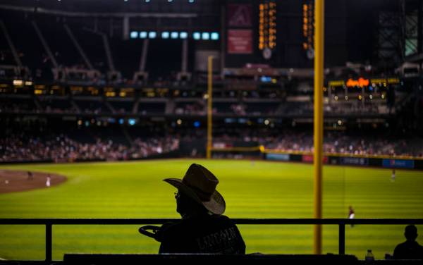 Fans miran la acción durante un partido de béisbol de los Diamondbacks de Arizona contra los ...
