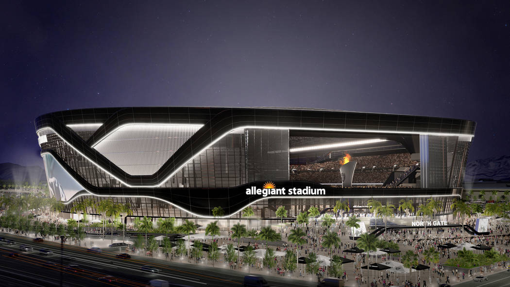 Representación del Estadio Allegiant de $1.9 mil millones en Las Vegas. (Aire Allegiant)