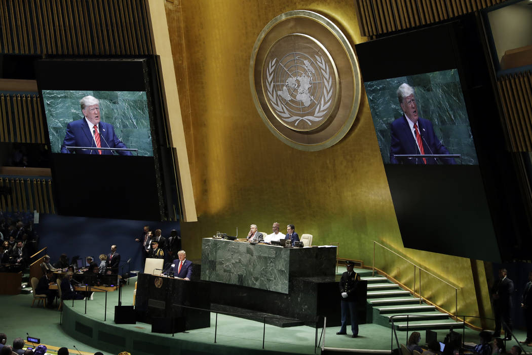 El presidente Donald Trump en la 74a sesión de la Asamblea General de las Naciones Unidas el m ...