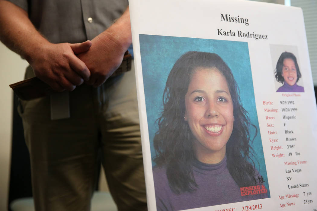 Una foto de Karla Rodríguez, quien desapareció hace 20 años cerca de su casa en Las Vegas a ...