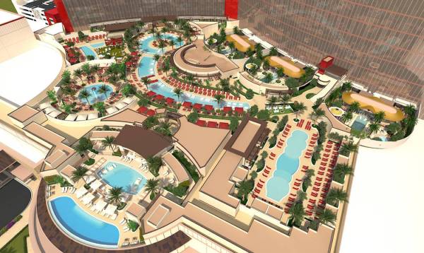 Una representación de Resorts World Las Vegas muestra el nuevo diseño del megaresort de 4.3 m ...