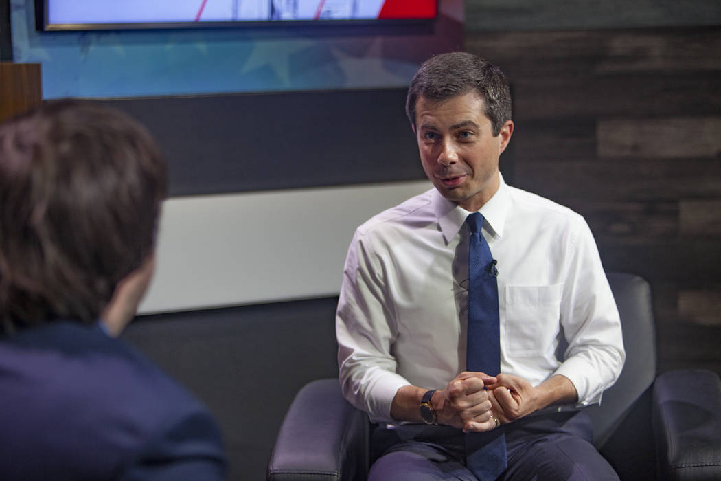 El candidato presidencial demócrata, Pete Buttigieg. (Rachel Aston/Las Vegas Review-Journal) @ ...