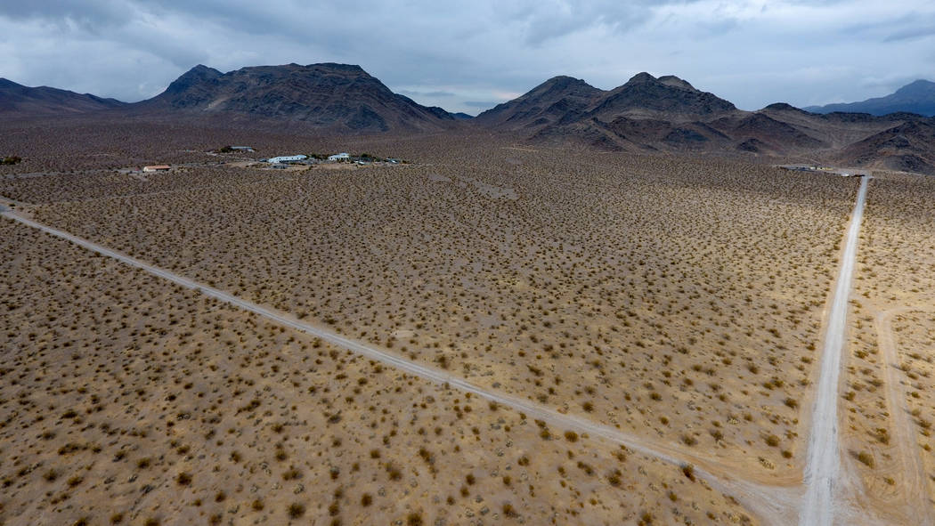 Una vista aérea de los terrenos del fideicomiso escolar de Nevada mirando hacia el noroeste de ...