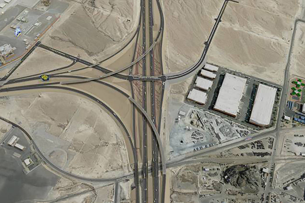 Una representación muestra el proyecto de la autopista Interestatal 15/215 Beltway en North La ...