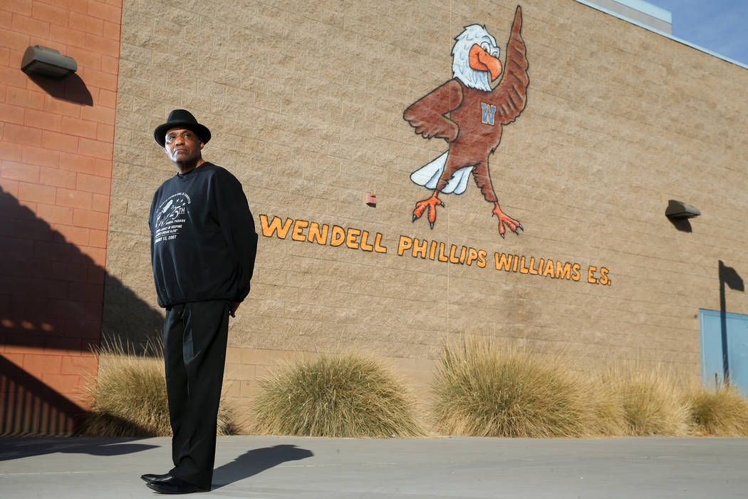 Wendell P. Williams es fotografiado en Wendell Williams Elementary en Las Vegas el jueves, 16 d ...