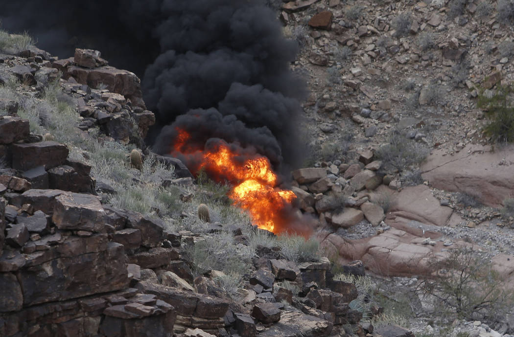 La escena de un mortal accidente de helicóptero del Grupo Papillon en el Gran Cañón, Arizona ...