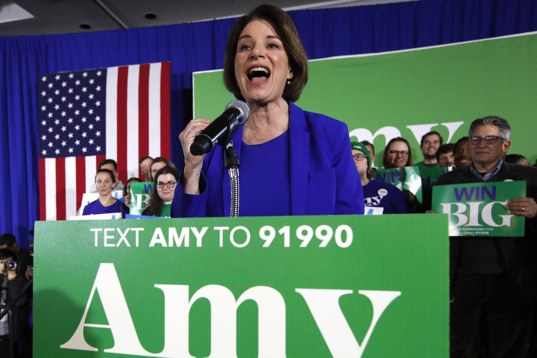 La candidata presidencial demócrata, la senadora Amy Klobuchar, demócrata por Minnesota, habl ...