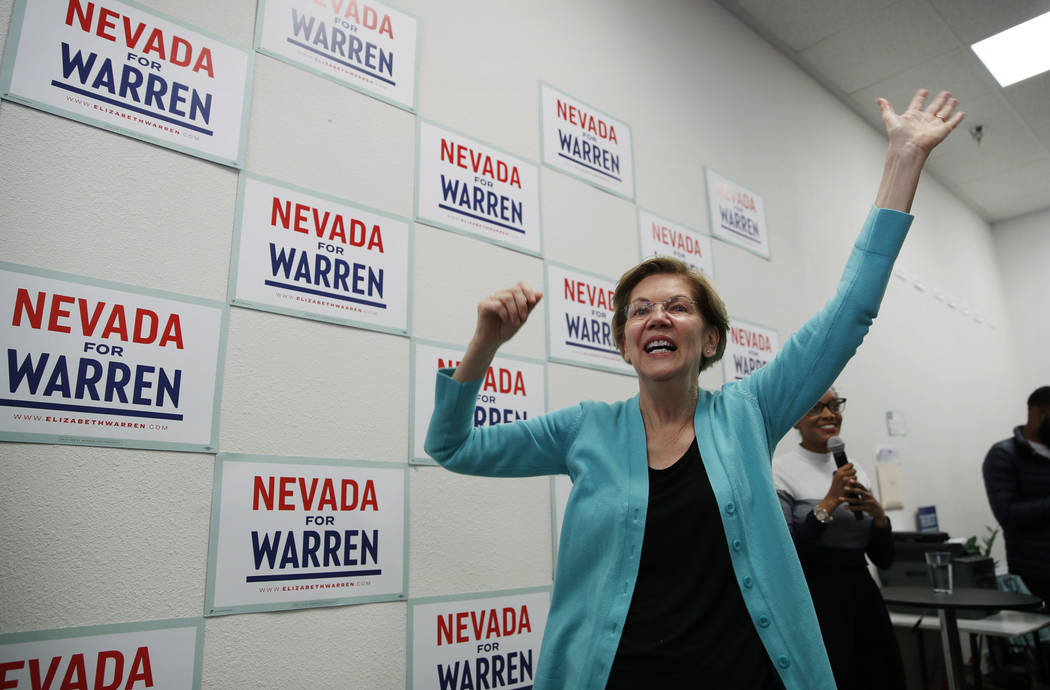 La candidata presidencial demócrata, la senadora Elizabeth Warren, demócrata por Massachusett ...