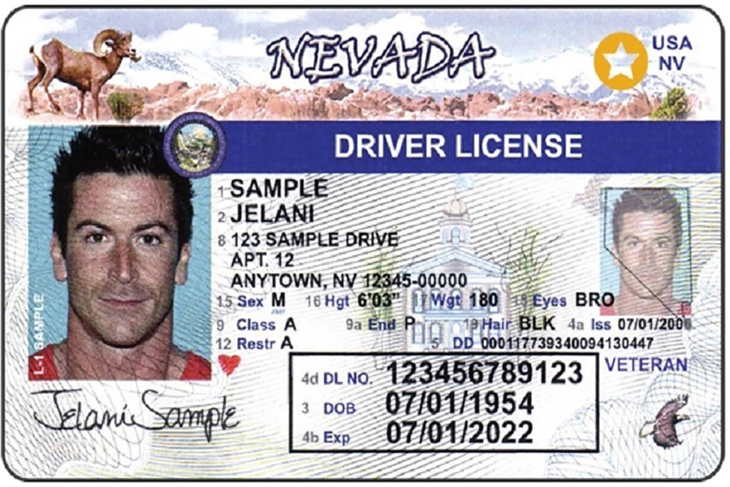 Ejemplo de una Real ID de Nevada. (DMV de Nevada)