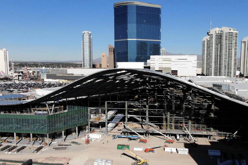 Una vista aérea de la expansión del Centro de Convenciones de Las Vegas en construcción el m ...