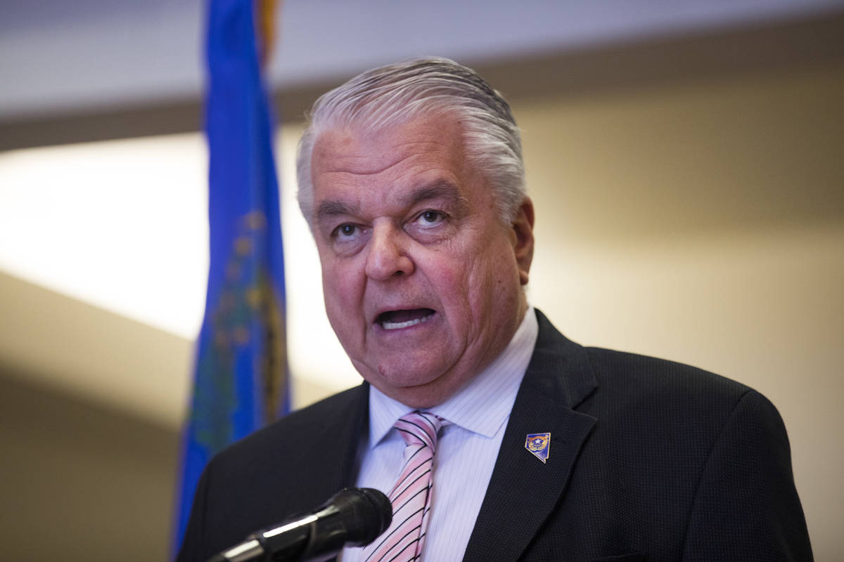 El Gobernador de Nevada, Steve Sisolak, discute medidas para ayudar al público con la estabili ...