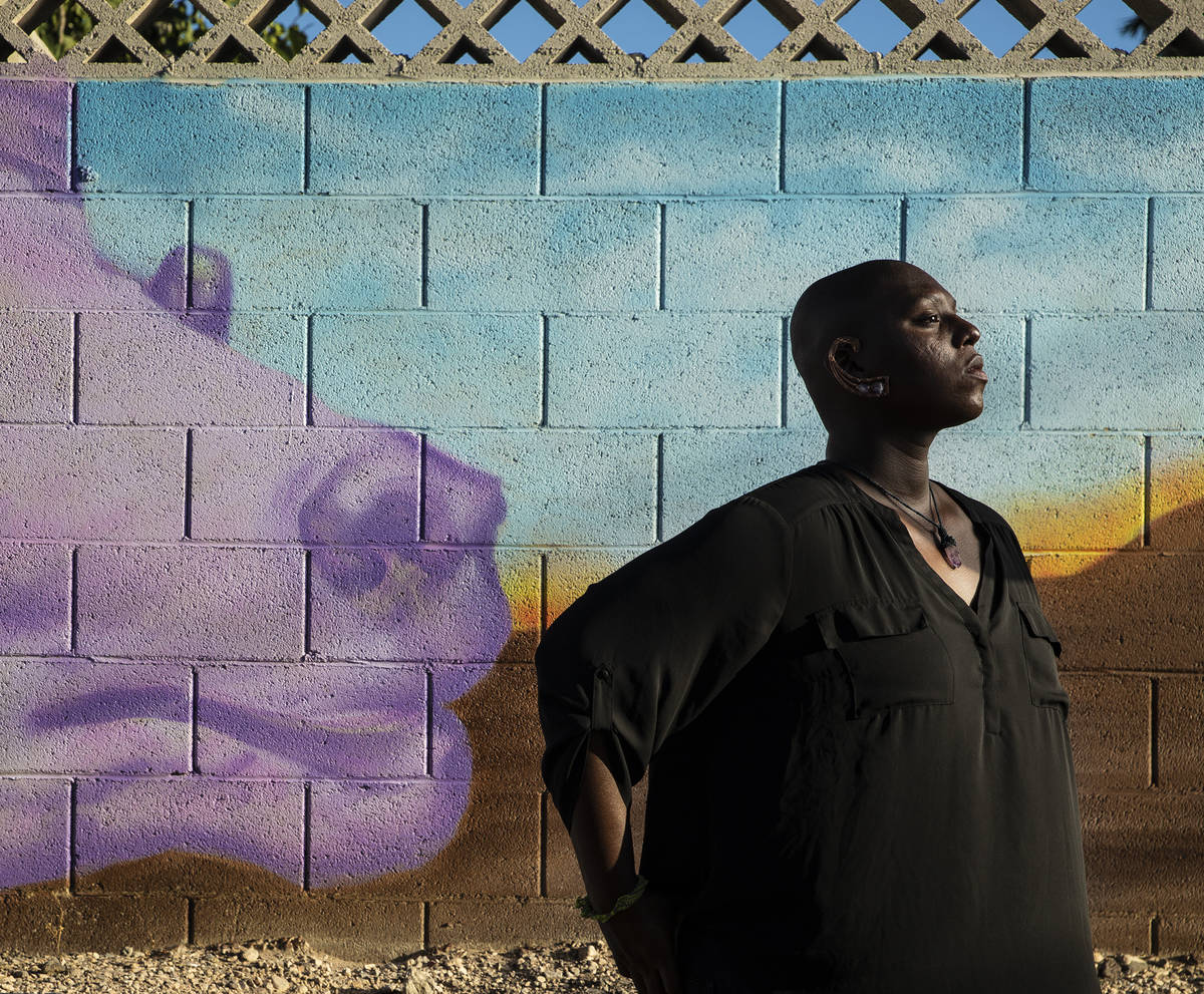 El artista e ilustrador, Lance Smith, frente a un mural que completaron para el Proyecto de Mur ...