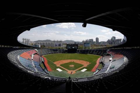 El estadio de la Organización Coreana de Béisbol se muestra en Seúl, Corea del Sur, el marte ...