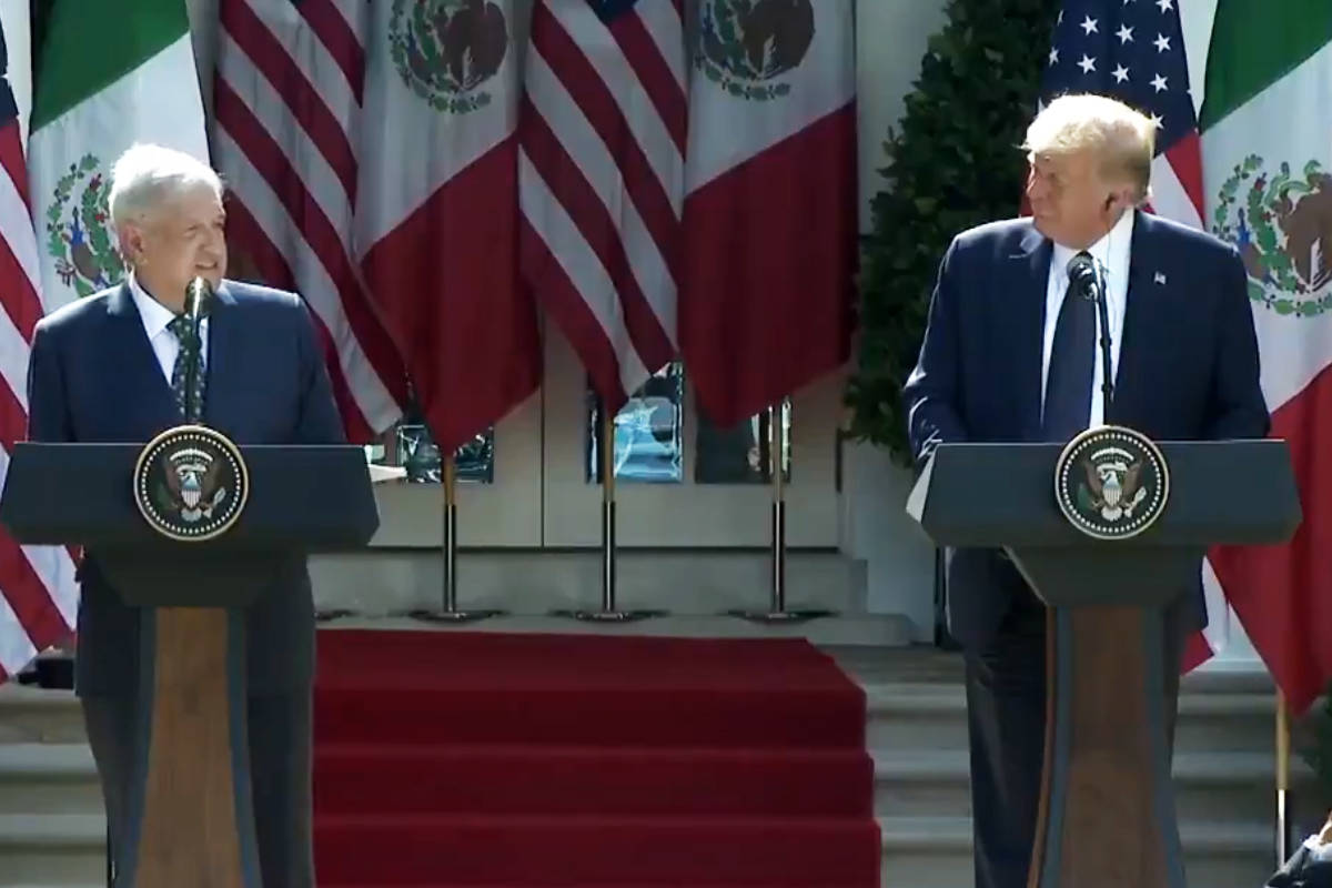 El presidente de EE.UU., Donald J. Trump, y el presidente de México, Andrés Manuel López Obr ...