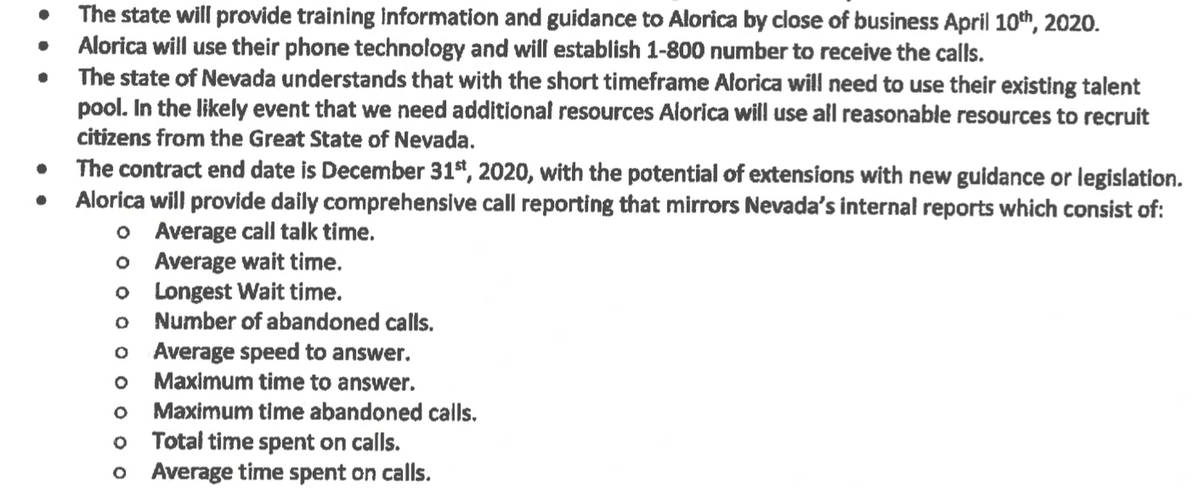 Extracto de la página "Fuente de trabajo" de Alorica dentro de su contrato con el DETR.