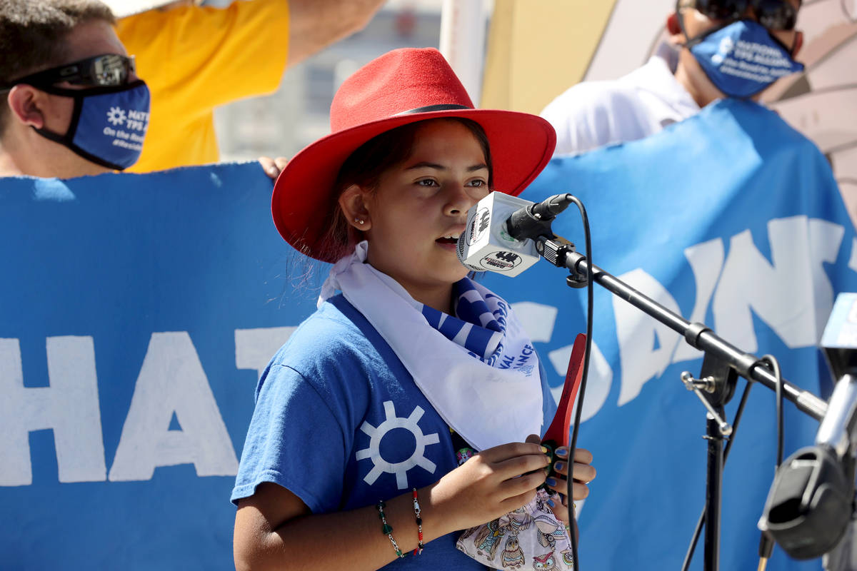 Marilyn Miranda, de 10, de Washington D.C. durante una rueda de prensa en Lloyd George U.S. Cou ...