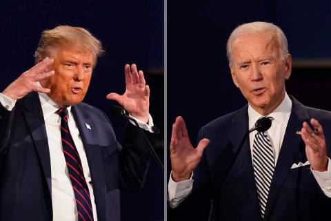 El presidente Donald Trump, izquierda, y el ex vicepresidente Joe Biden durante el primer debat ...