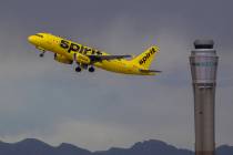 Un avión de Spirit Airlines despega del Aeropuerto Internacional McCarran en 2019 en Las Vegas ...