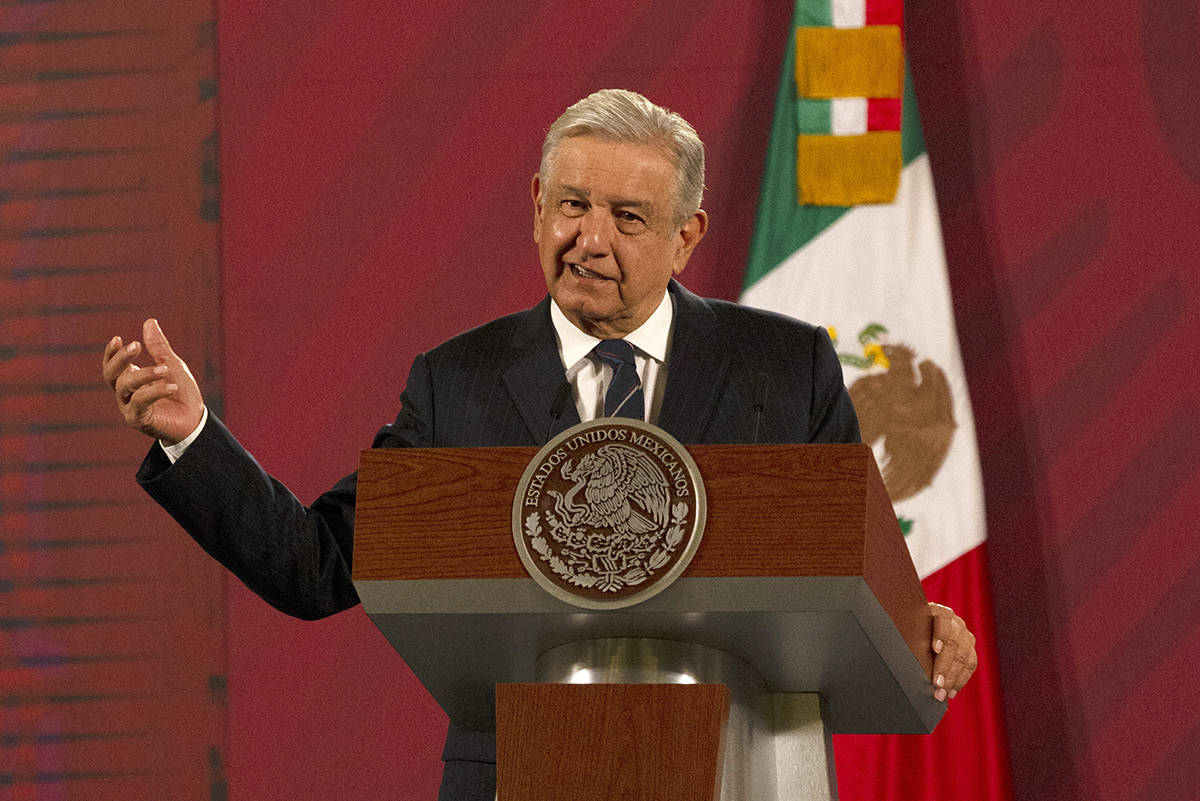El presidente mexicano Andrés Manuel López Obrador da su conferencia de prensa matutina diari ...