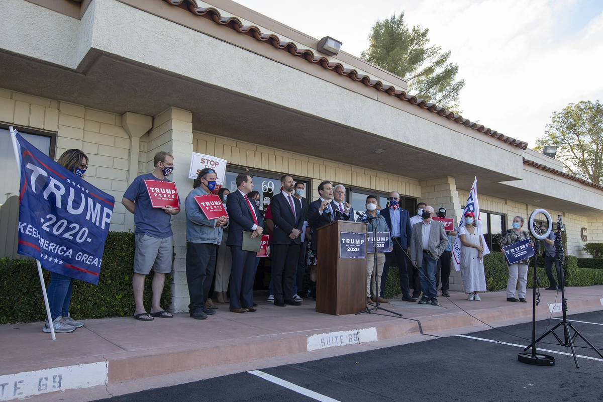 Los líderes republicanos de Nevada dan una conferencia de prensa anunciando una nueva demanda ...