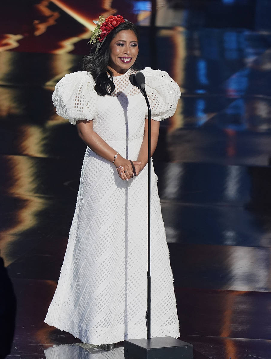 La presentadora Yalitza Aparicio habla en la 21a entrega de los premios Latin Grammy, que se tr ...