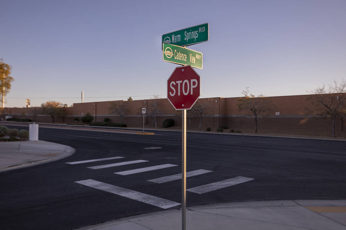 Cross streets Warm Springs Road and Cadence View Way are seen in Henderson on Wednesday, Dec. 2 ...