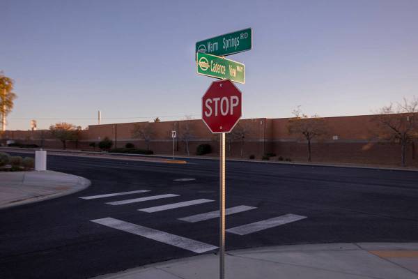 Cross streets Warm Springs Road and Cadence View Way are seen in Henderson on Wednesday, Dec. 2 ...