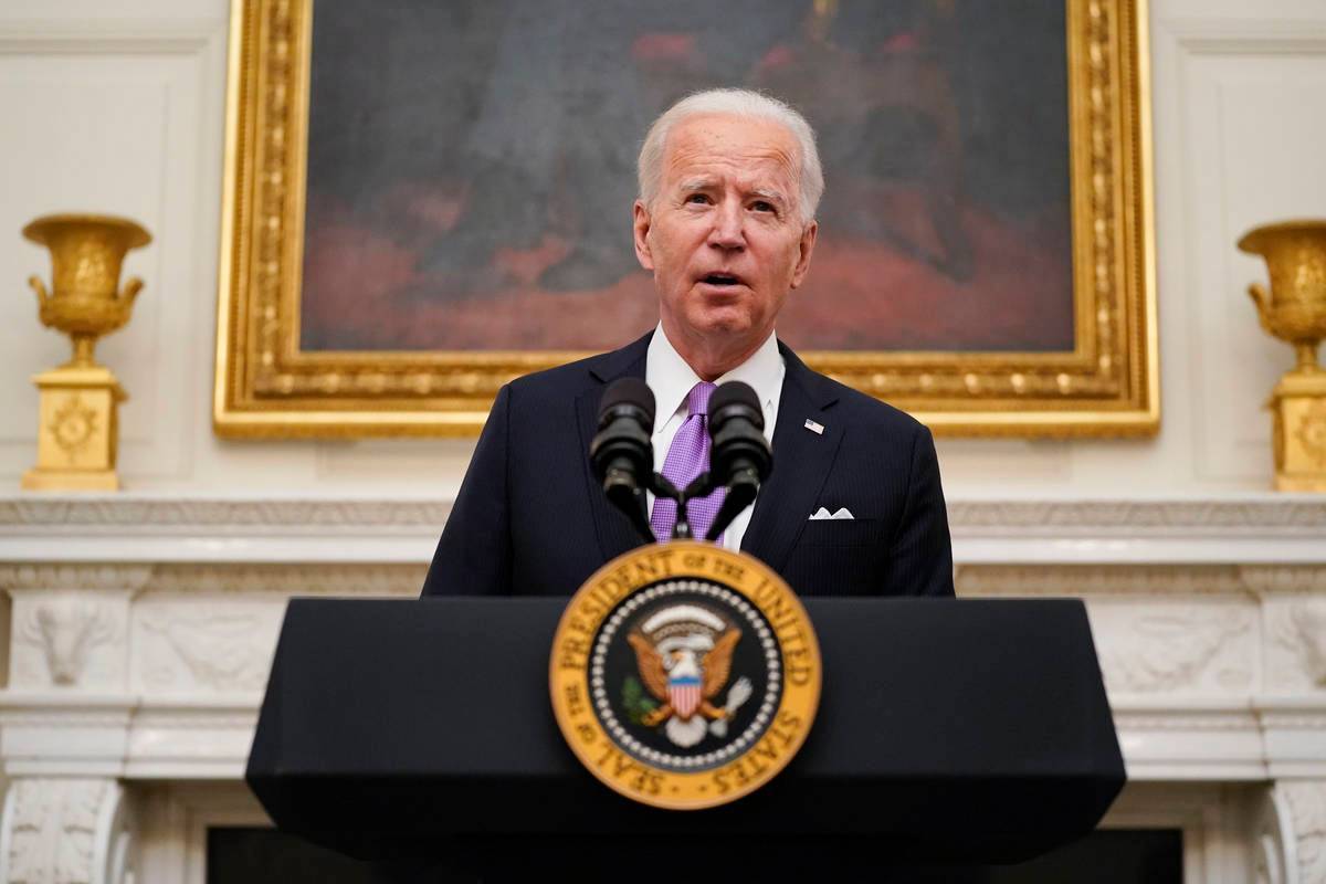 El presidente Joe Biden habla sobre el coronavirus en el Comedor Estatal de la Casa Blanca, el ...