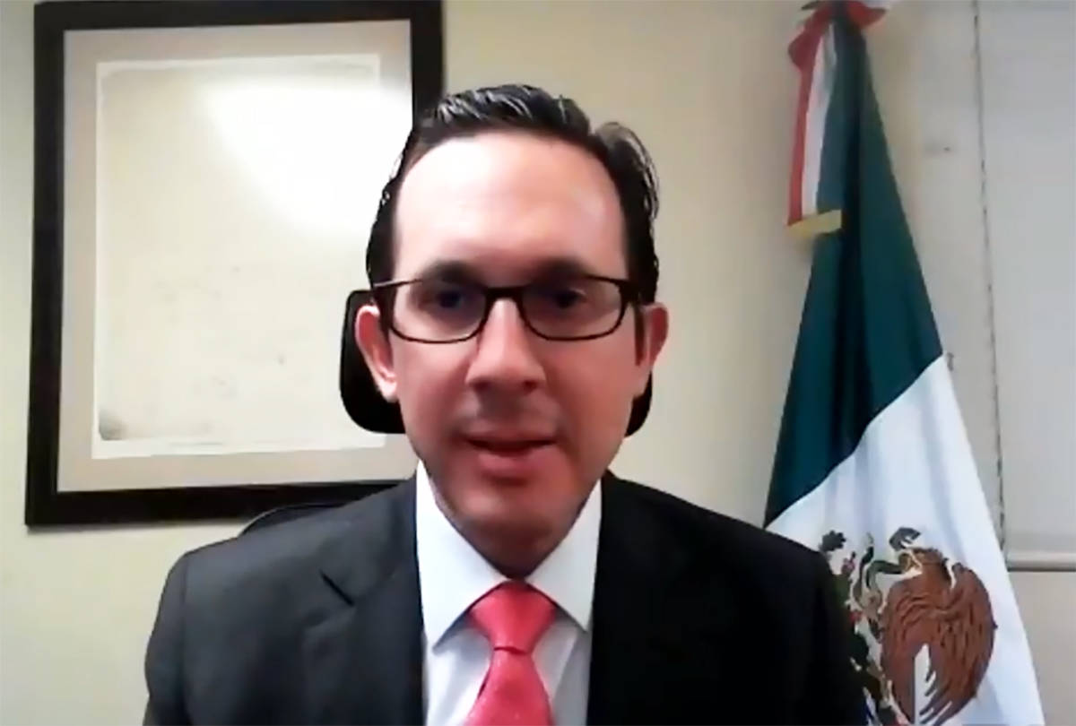 Cónsul titular, Julián Escutia, durante un seminario virtual organizado por el Consulado de M ...