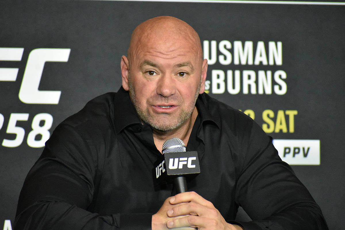 El presidente de UFC, Dana White, da un informe detallado a los medios de comunicación sobre e ...