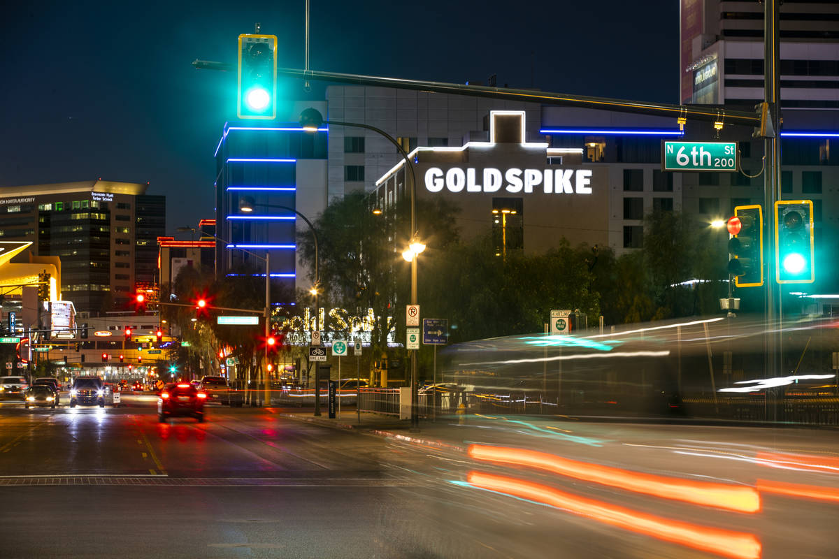 Gold Spike in downtown pictured on Tuesday, Dec. 1, 2020, in Las Vegas. (L.E. Baskow/Las Vegas ...